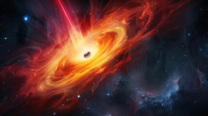 Wall Mural - a bright quasar emitting intense energy and surrounded by stars.,majestic astronomical image of gala