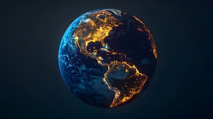 Aufkleber - The Earth is covered with golden lines on a dark background Digital art technology was used with a dark gold and black color scheme