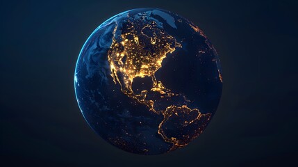 Aufkleber - The Earth is covered with golden lines on a dark background Digital art technology was used with a dark gold and black color scheme