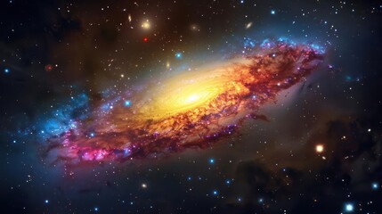 Wall Mural - a colorful galaxy with a bright, unusual central bulge.,majestic astronomical image of galaxy univer
