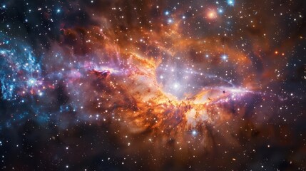 Wall Mural - a colorful galaxy with a bright, unusual central bulge.,majestic astronomical image of galaxy univer