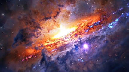 Wall Mural - a colorful galaxy with a bright, unusual central bulge.,majestic astronomical image of galaxy univer