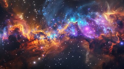 Wall Mural - a colorful galaxy with bright, unusual star formations.,majestic astronomical image of galaxy univer