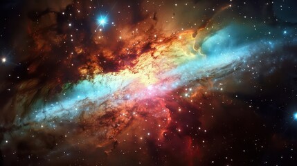 Wall Mural - a colorful galaxy with bright, unusual star formations.,majestic astronomical image of galaxy univer