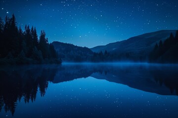 Sticker - Night Sky Over Serene Lake Reflection