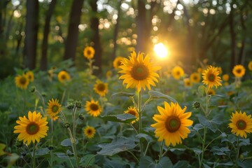 Poster - Sunlit Garden of Sunflowers