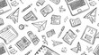 © Graphix Harbor - Back to School Books, Pencils, and Rocket Sketch Seamless Doodle Pattern