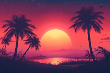 Wall Mural - Tropical Sunset Serenity