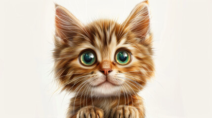 Poster - A kitten with green eyes sitting on a table