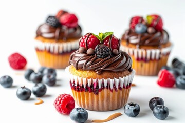 Wall Mural - Chocolate Berry Cupcakes