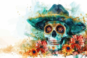 Wall Mural - Day of the Dead Artistic Skull