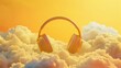 © iVGraphic - Headphones floating in clouds during sunset, surreal music and relaxation concept