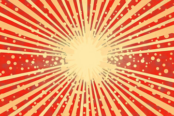 Wall Mural - Sun burst in retro style with grungy dots. Vintage sun rays background.
