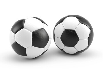 Soccer ball. Football ball realistic 3d design style. Leather texture white and black color. Mockup of sports elements isolated on white background.