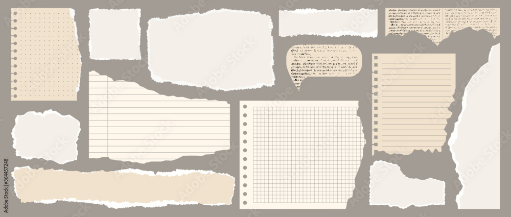 Shape Riped Paper Light beige paper shapes with jagged uneven edges. Torn paper, shreds ...