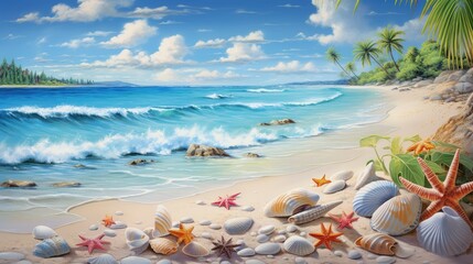 Wall Mural - beach with palm trees