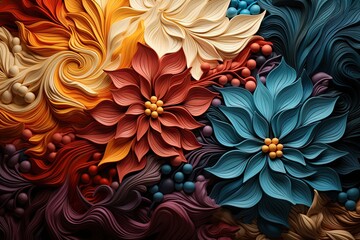 Wall Mural - Intricate Color Palette Background Description: A background displaying an intricate arrangement of colors and textures, producing a visually stunning and dynamic effect. Keywords: Intricate,