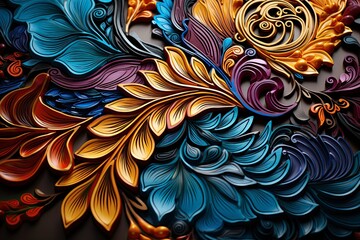 Wall Mural - Intricate Color Palette Background Description: A background displaying an intricate arrangement of colors and textures, producing a visually stunning and dynamic effect. Keywords: Intricate,