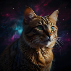  Bengal-Cat-Gazing-Cosmic-Nebula