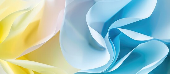 Background color is a pastel paper in blue and yellow hues.