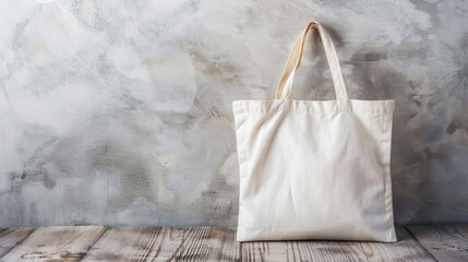 A blank canvas tote bag with copy space image representing the eco friendly and zero waste concept