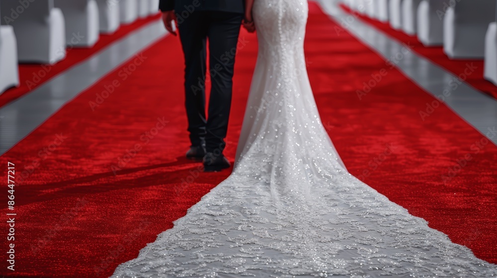 Celebrity couple walking down the red carpet at a premiere event ...