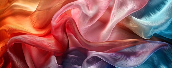 Sticker - Vibrant transparent silk fabric flowing in the air: an abstract background