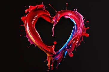 Poster - Vibrant heart-shaped paint splash