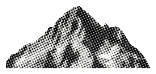 mountain isolated retro halftone grunge dotted texture cutout vintage collage element for mixed medi