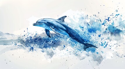 Wall Mural - Dolphin leaping from water, splash of paint