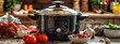 © Артур Комис - a slow cooker and vegetables on the table. Selective focus