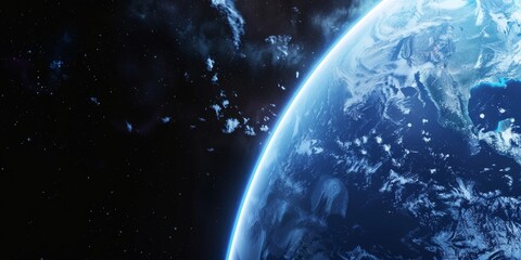 Wall Mural - Cinematic shot of planet earth globe clouds and space background. 