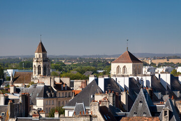 Wall Mural - Aerial view of the Churches of Saint-Étienne-le-Vieux and Old Saint-Sauveur in Caen