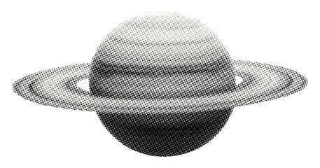 planet with rings isolated retro halftone grunge dotted cut-out collage element for mixed media desi