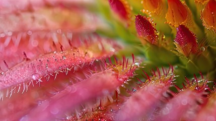 Poster - a close up of a flower with water droplets, Macro details revealing intricate burst patterns