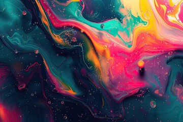 Leinwandbilder - a colorful fluid painting with a white frame, Psychedelic colors coupled with Glassmorphism effects