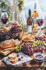 Sticker - Table Setting with Bread and Grapes