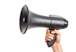 © Yeti Studio - Hand holding a black megaphone, cut out