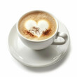 © wolfhound911 - A cappuccino with a perfect foam art heart on top, isolated on white background