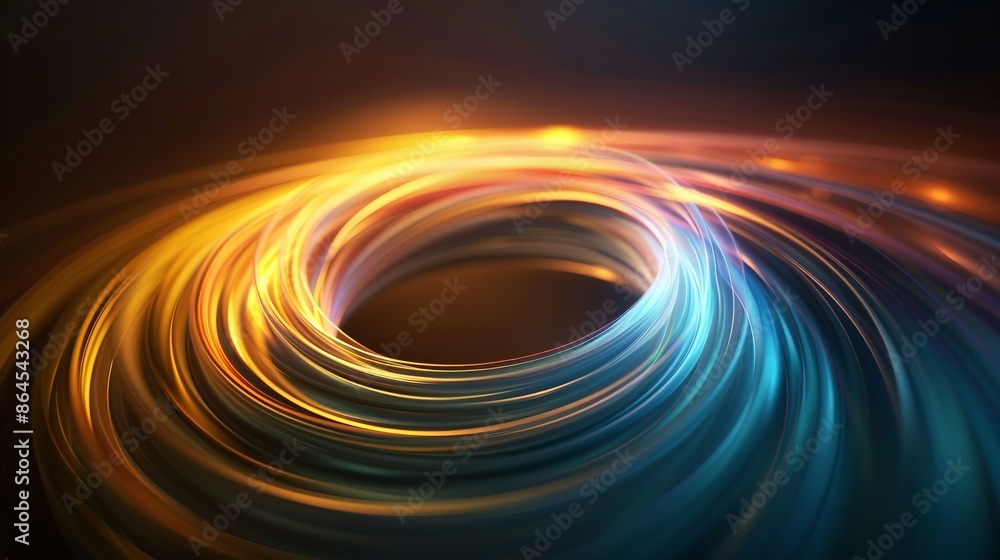 Abstract glowing spiral light effect background with vibrant blue and ...