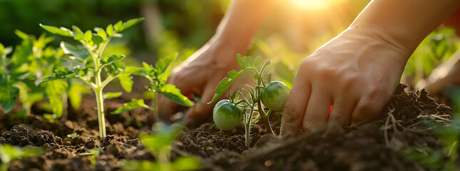 Wall Mural - Smart farming with IoT, futuristic agriculture concept, cultivating ecological agricultural using innovative technologies	