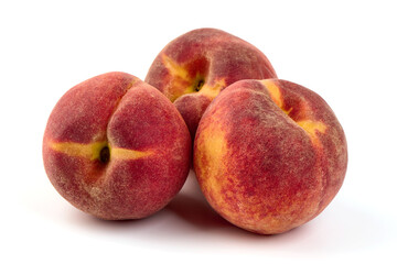 Wall Mural - Juicy peaches, isolated on white background.