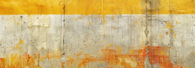 Wall Mural - Horizontal yellow and orange grunge texture cement or concrete wall banner, blank background