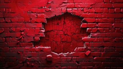 Wall Mural - Old red brick wall damaged background