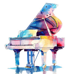 abstract color silhouette of piano vector illustration in watercolor style