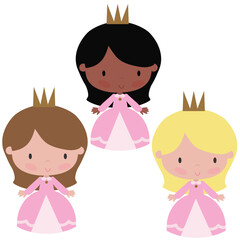 Cute princess vector cartoon illustration