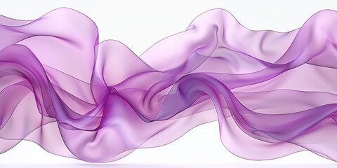 Wall Mural - Abstract purple waves of flowing fabric on white background