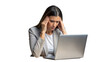© Mustafa - Woman experiencing a headache while working on laptop, stressed and frustrated