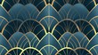 © Matthew - Elegant gold and blue art deco pattern background design.