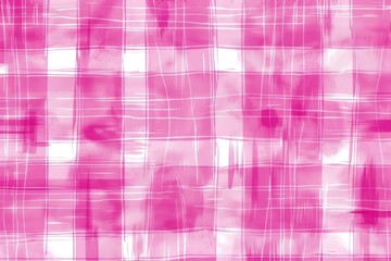 Wall Mural - Pink and White Plaid Fabric Pattern